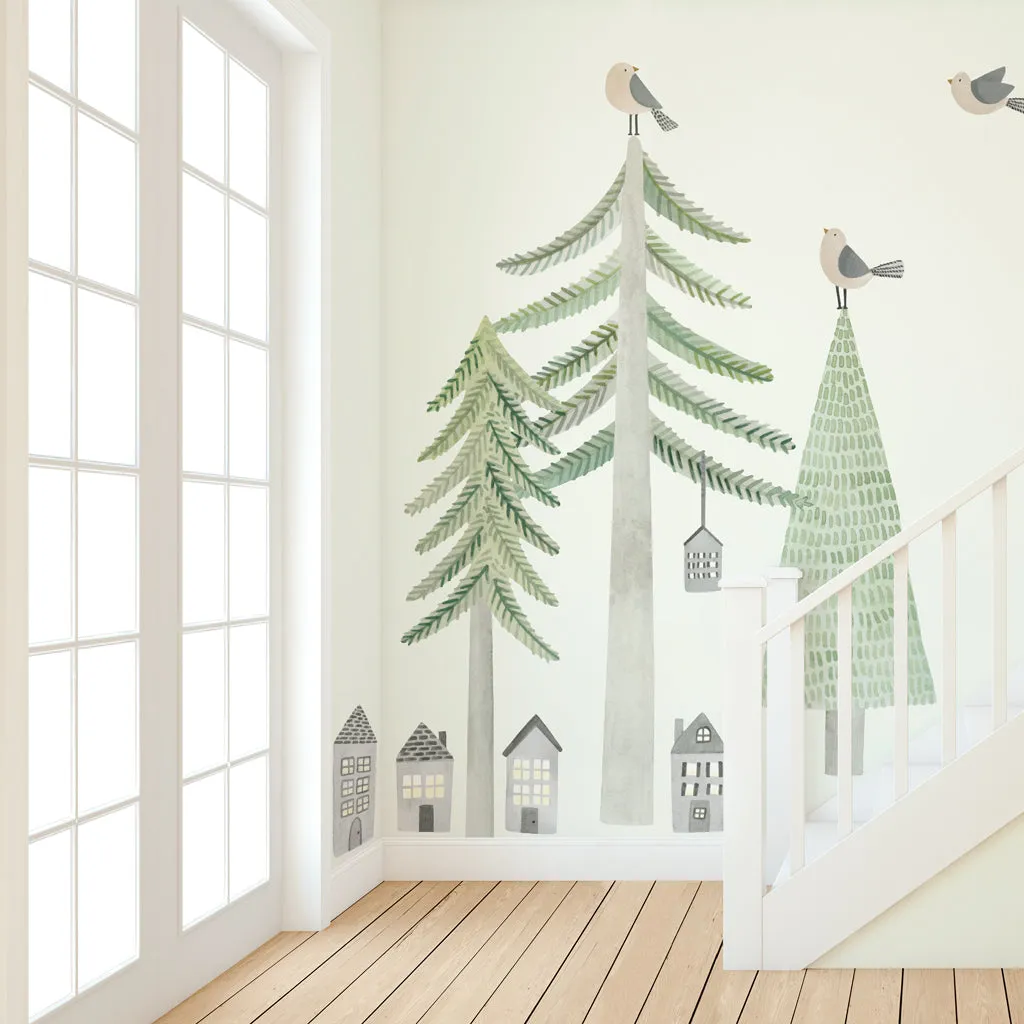 Evergreen Pine Forest Wall Decal Set - Large