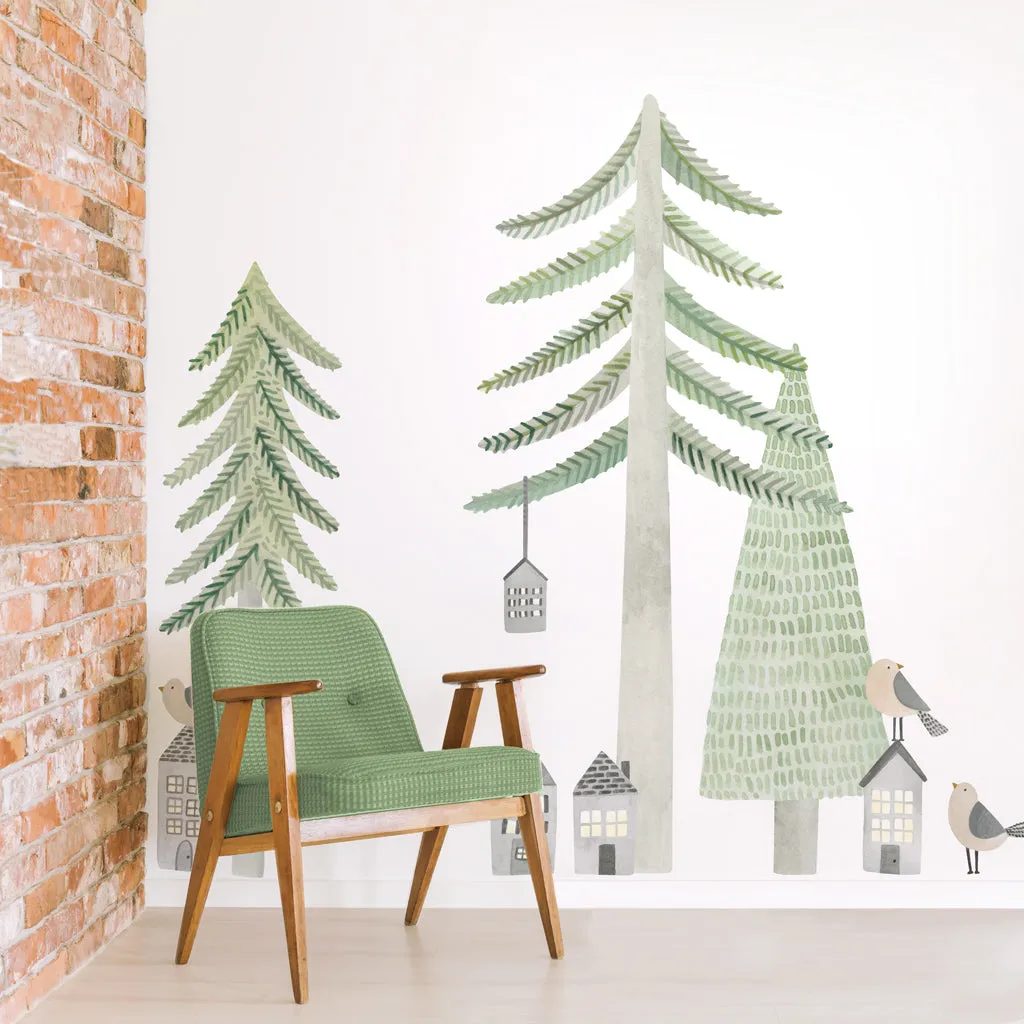 Evergreen Pine Forest Wall Decal Set - Large