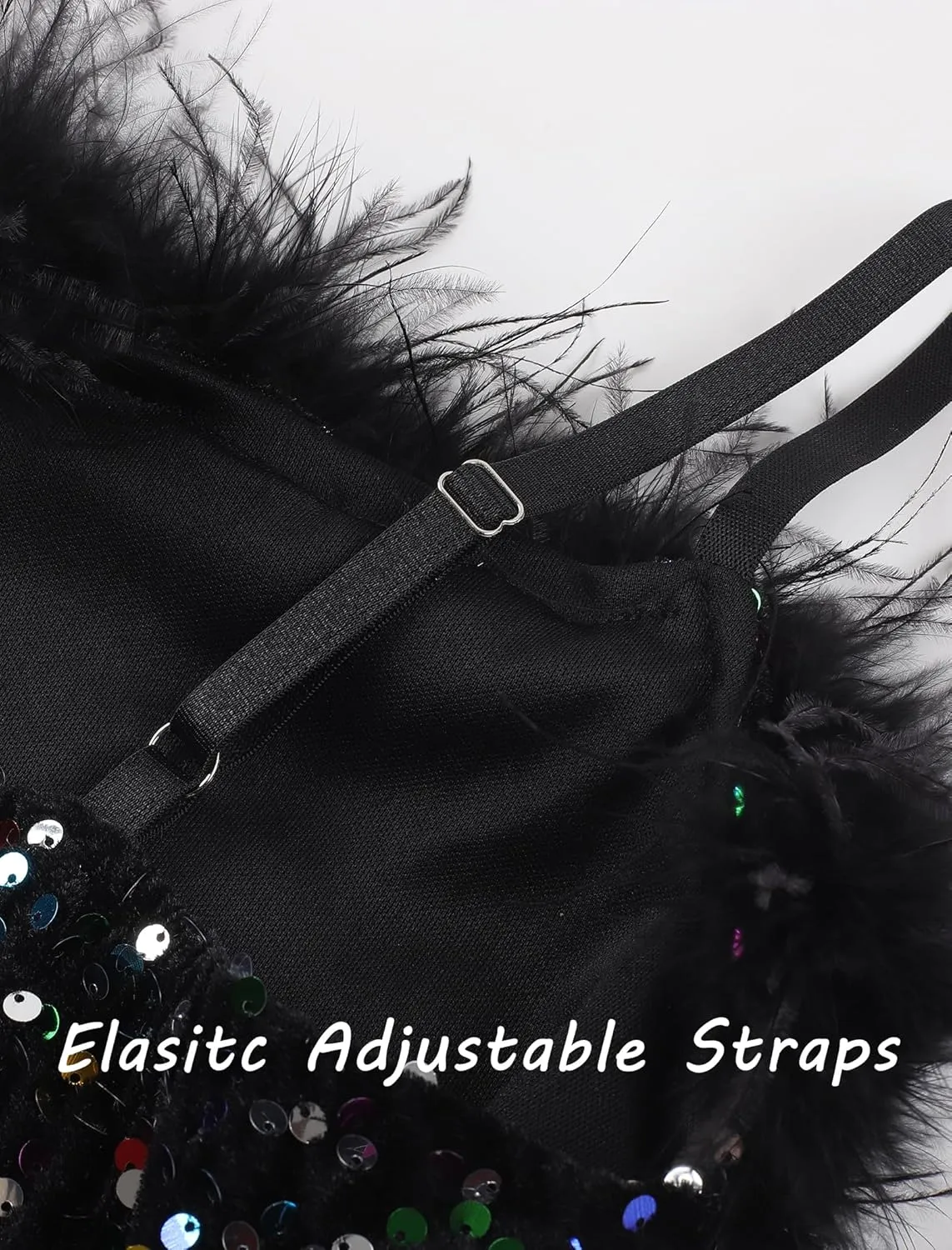 EXARUS Girls Sequin Spaghetti Strap Bodycon Dress Ruched Sparkle Party Teen mini Special Occasion Velvet Splice Furry