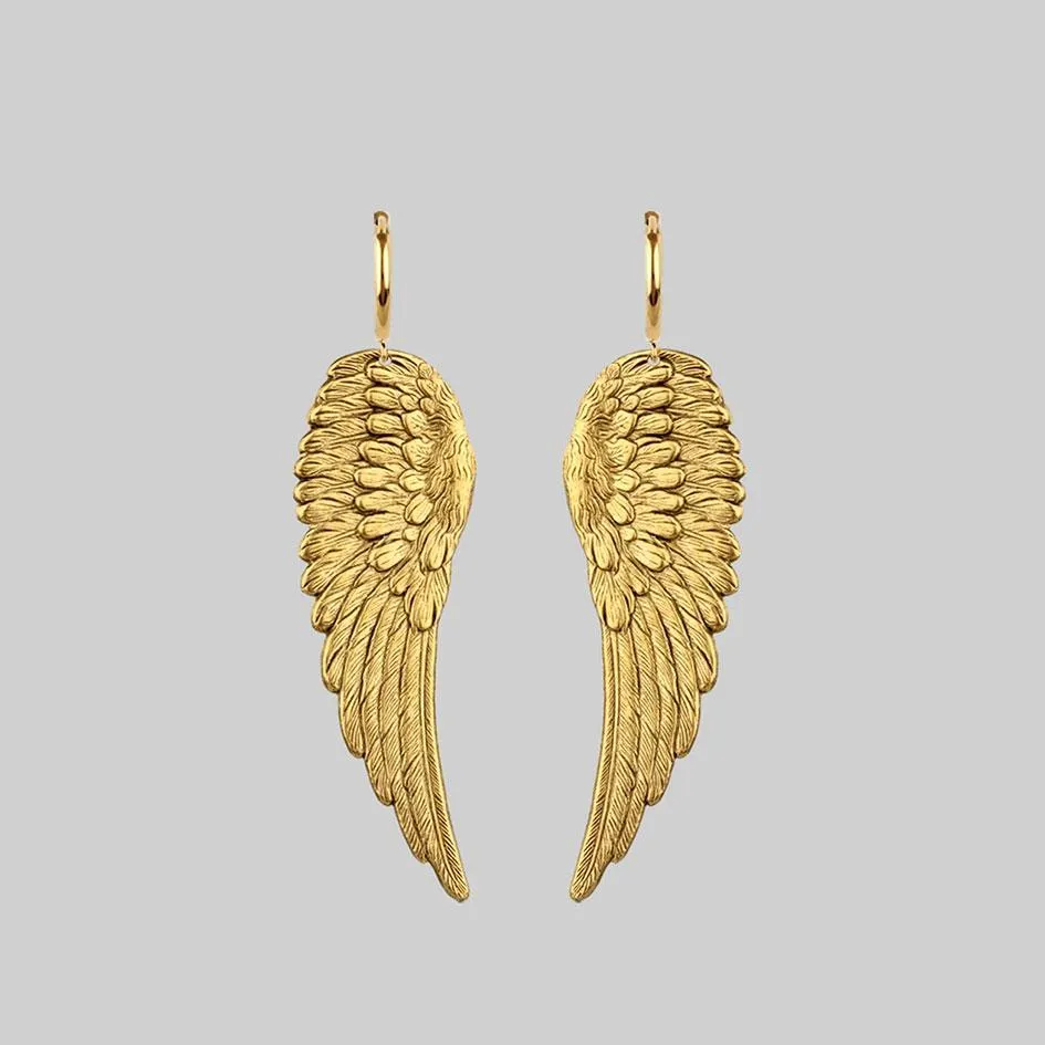 FALLEN SAINT. Angel Wing Hoop Earrings - Gold