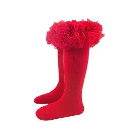 Fluffy Ruffle Red Tutu Knee High Socks