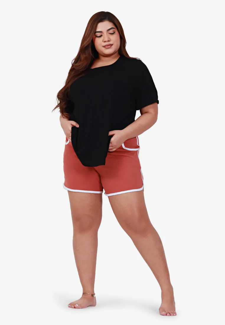 Fonda Plus Size Retro Shorts - Yellow