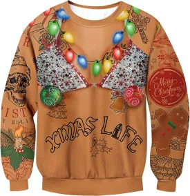 For G and PL Unisex Christmas Ugly Funny 3D Print Sweatshirt Crew Neck Pullover