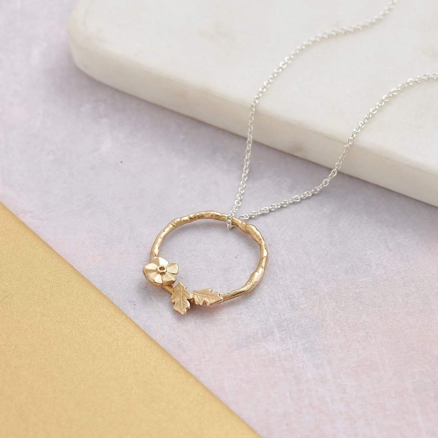 Forget-Me-Not Wreath Silver & Recycled Gold Necklace