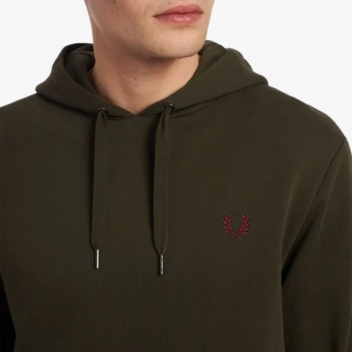 Fred Perry Embroidered Hoodie Army Green