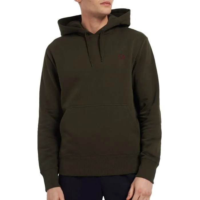 Fred Perry Embroidered Hoodie Army Green
