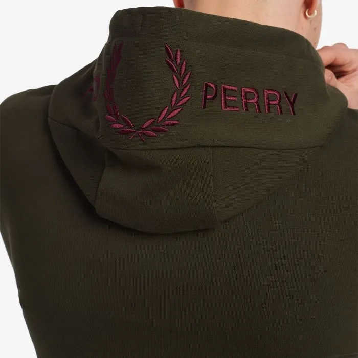 Fred Perry Embroidered Hoodie Army Green