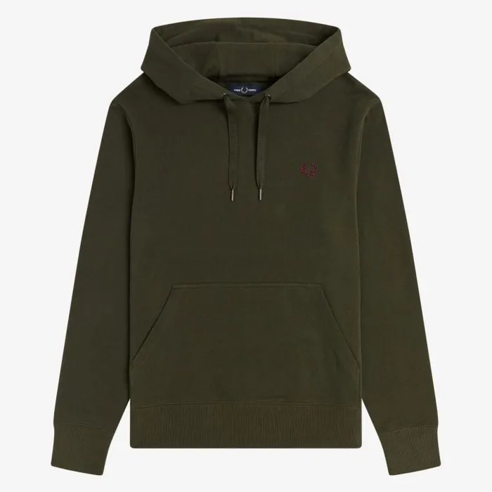 Fred Perry Embroidered Hoodie Army Green