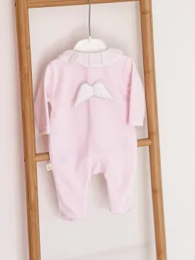 Girls BabyGi Pink Angel Wing Frill Collar Baby Grow
