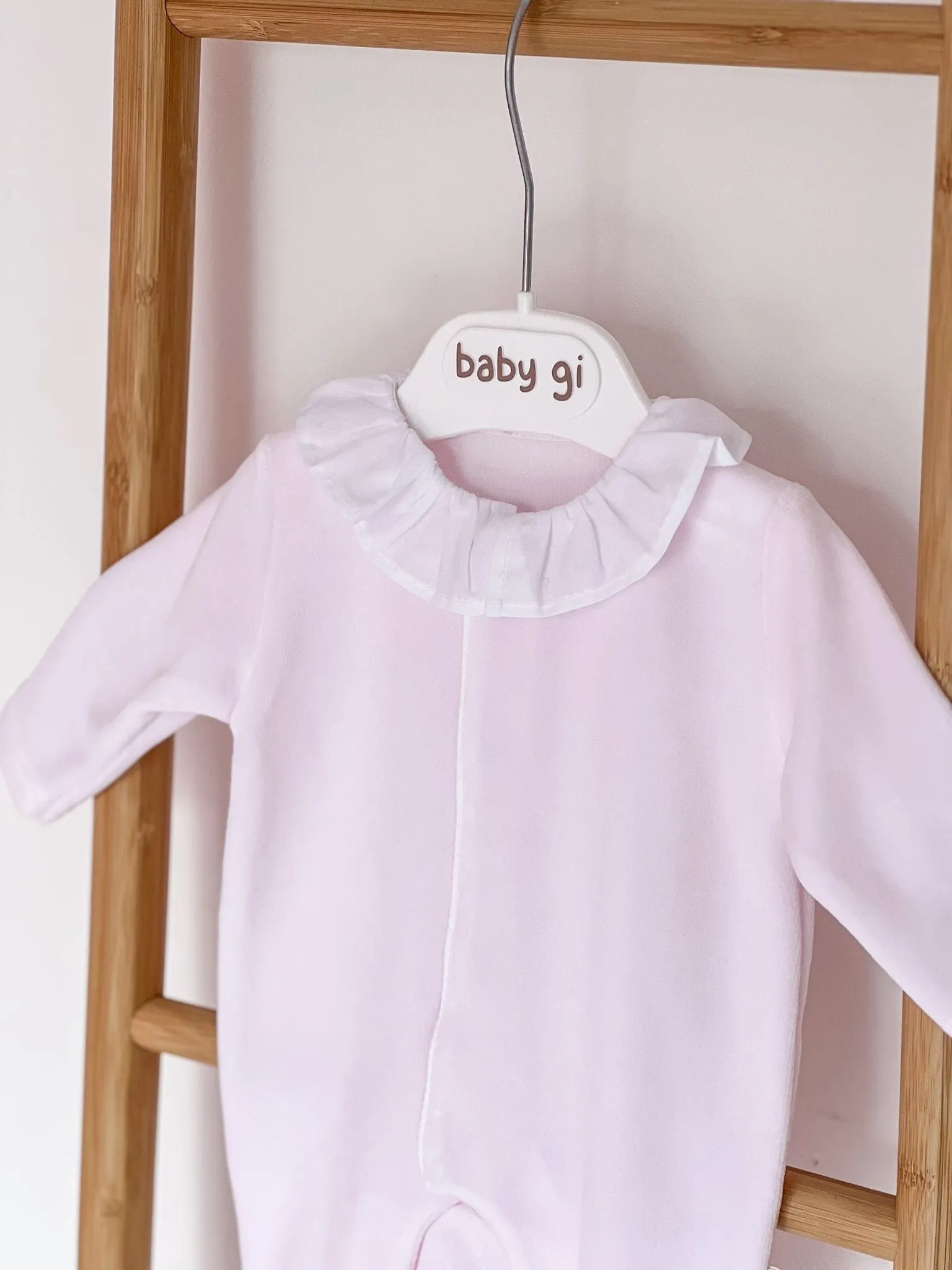 Girls BabyGi Pink Angel Wing Frill Collar Baby Grow