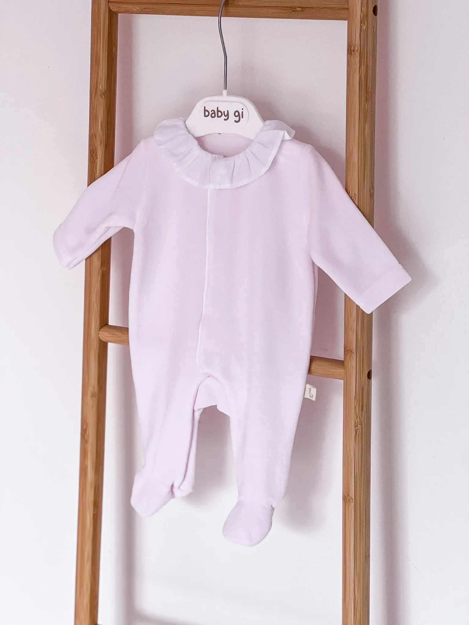 Girls BabyGi Pink Angel Wing Frill Collar Baby Grow