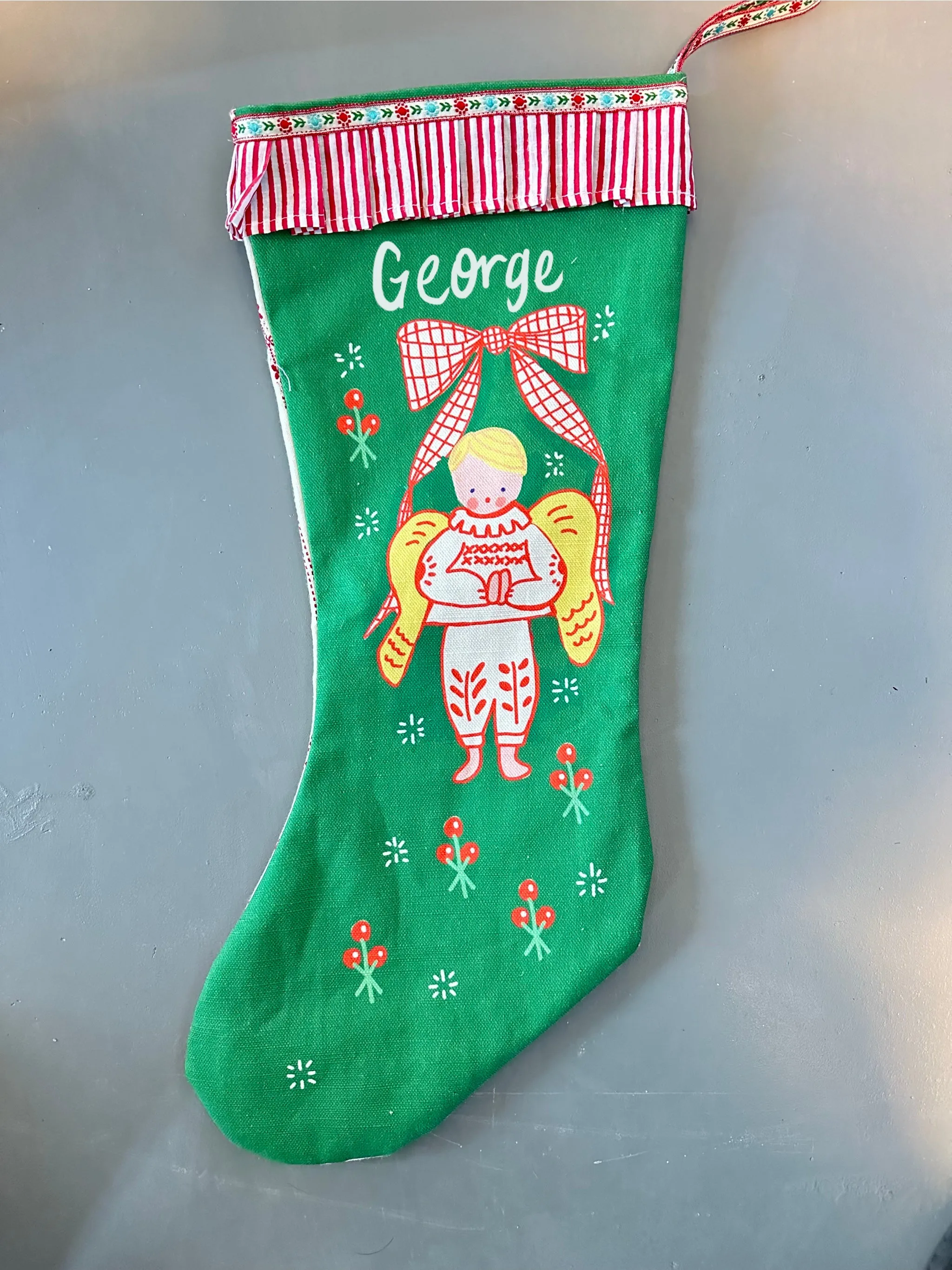 Green Angel Stocking - Boy