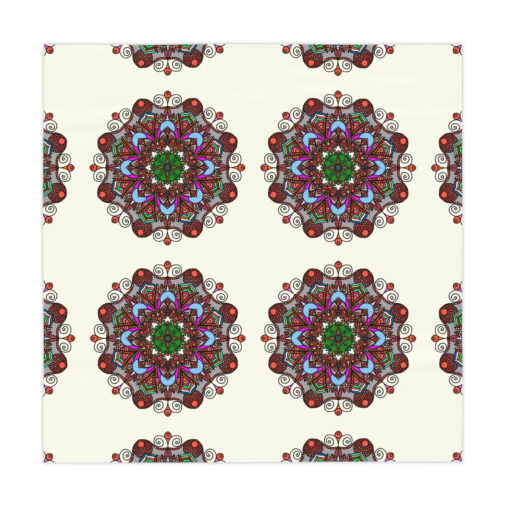 Handmade Mandala Art Ivory Tablecloth Square