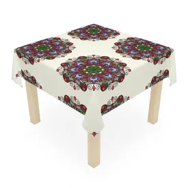 Handmade Mandala Art Ivory Tablecloth Square
