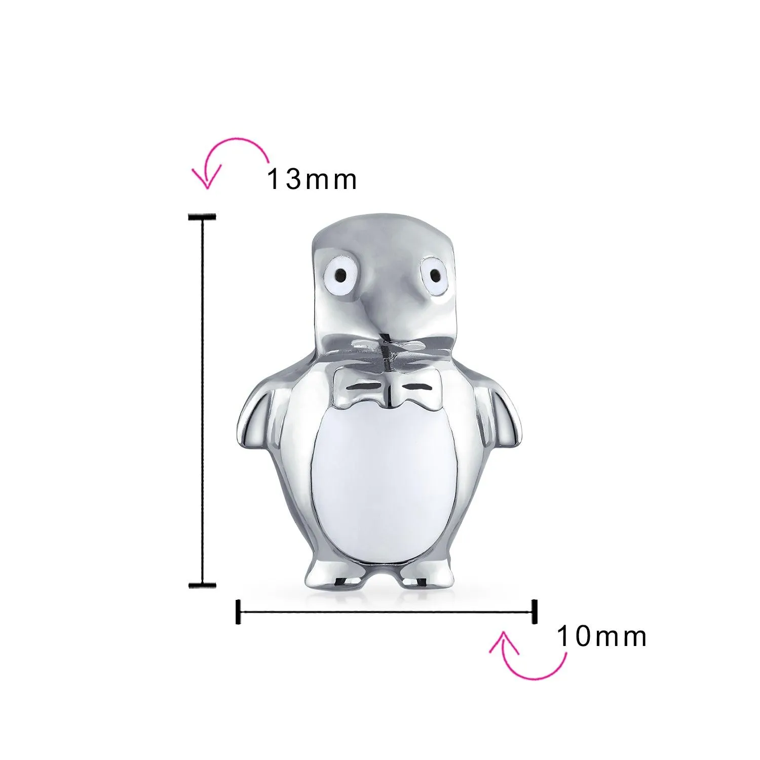 Holiday Christmas Snowman Penguin Charm Bead .925 Sterling Silver