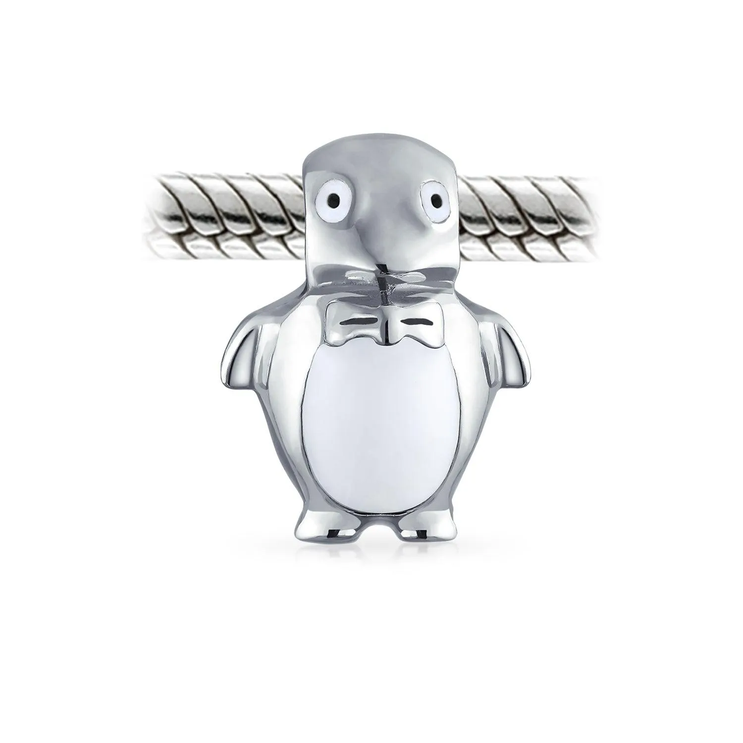 Holiday Christmas Snowman Penguin Charm Bead .925 Sterling Silver