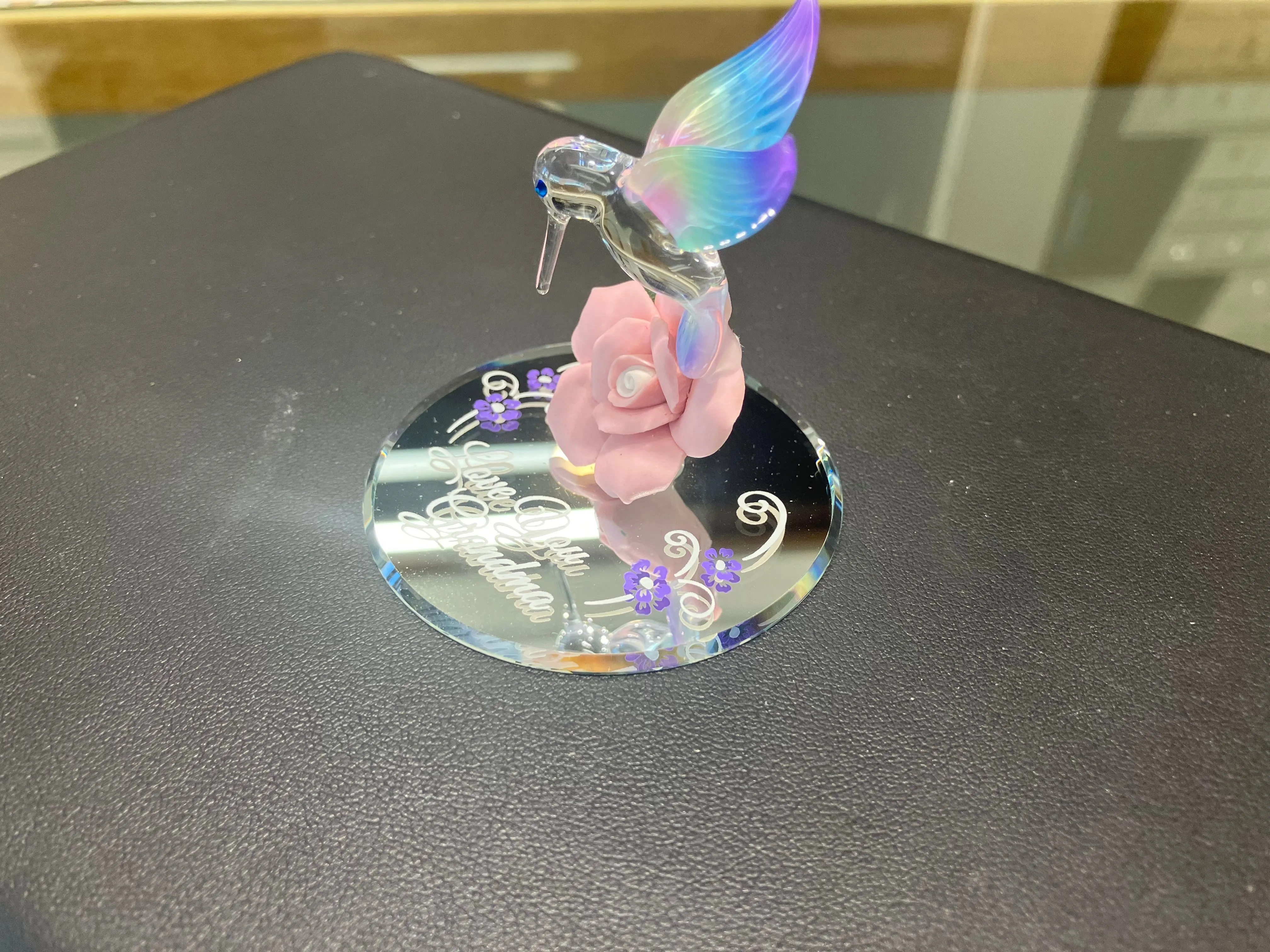 Hummingbird Love You Grandma Glass Figurine