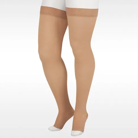 Juzo 2001 Soft Open Toe Thigh Highs w/Silicone Band Border - 20-30 mmHg