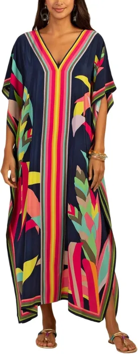 Kaftan for Women Plus Size Bathing Suit Cover up Vneck Batwing Dress Loose fit Moroccan Caftan mumu Dresses