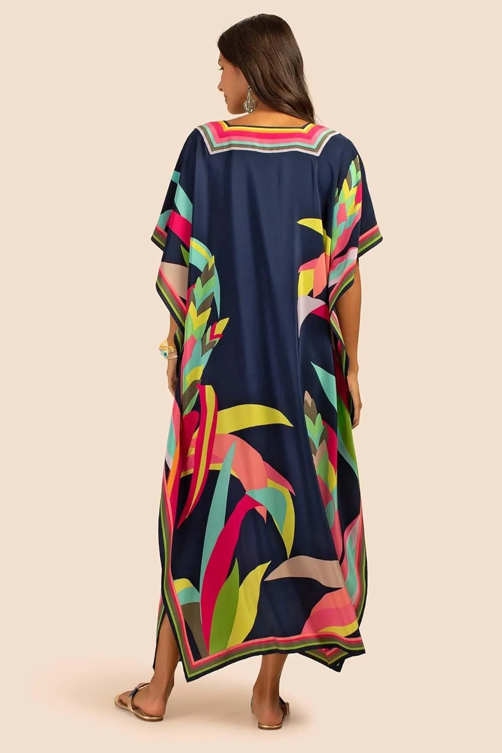 Kaftan for Women Plus Size Bathing Suit Cover up Vneck Batwing Dress Loose fit Moroccan Caftan mumu Dresses