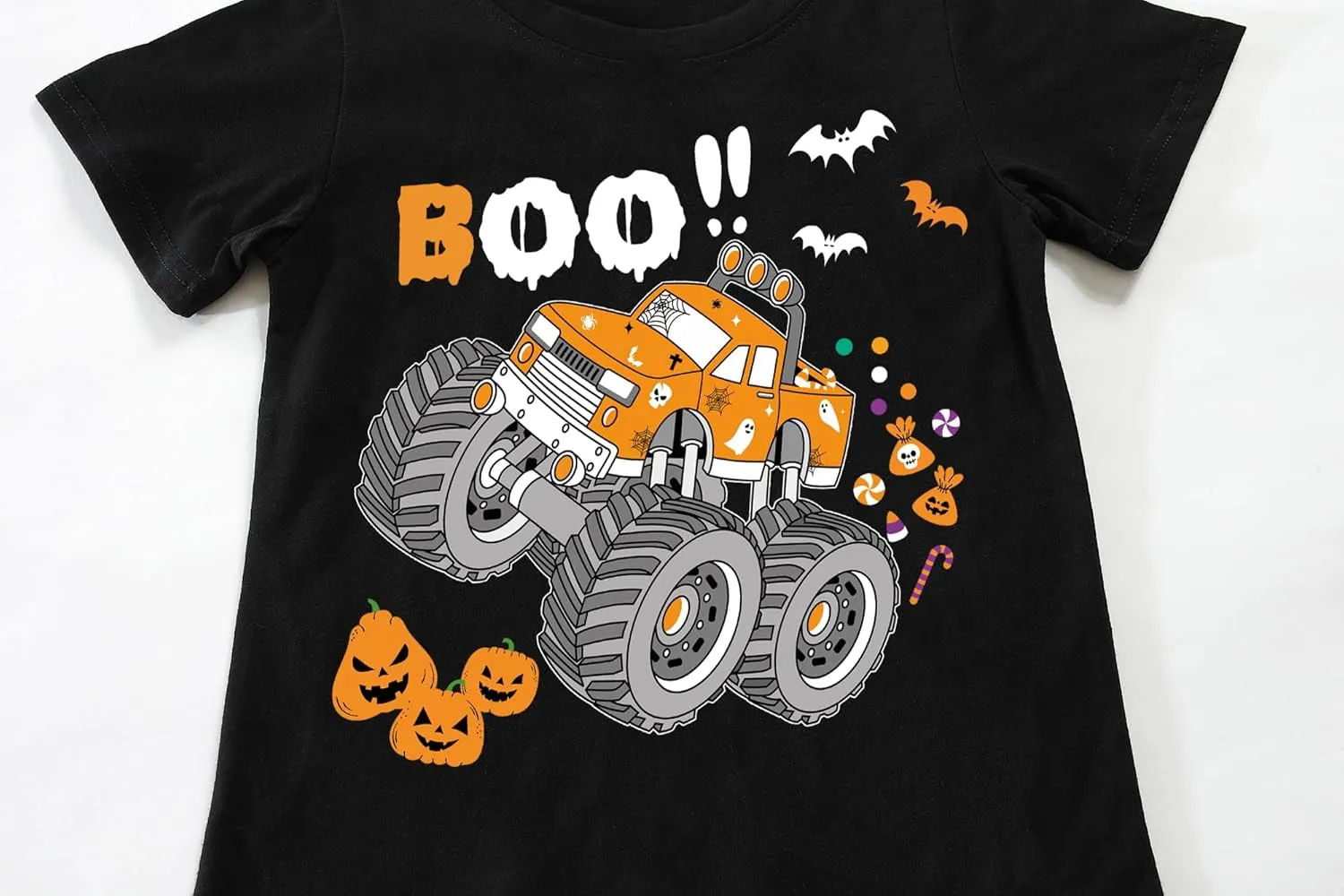 Kids Glow in The Dark Skeleton T-Shirt Toddler Pumpkin Tees Excavator Tops for Boys 2-8 Years