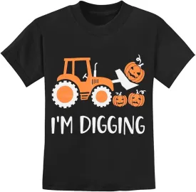 Kids Glow in The Dark Skeleton T-Shirt Toddler Pumpkin Tees Excavator Tops for Boys 2-8 Years