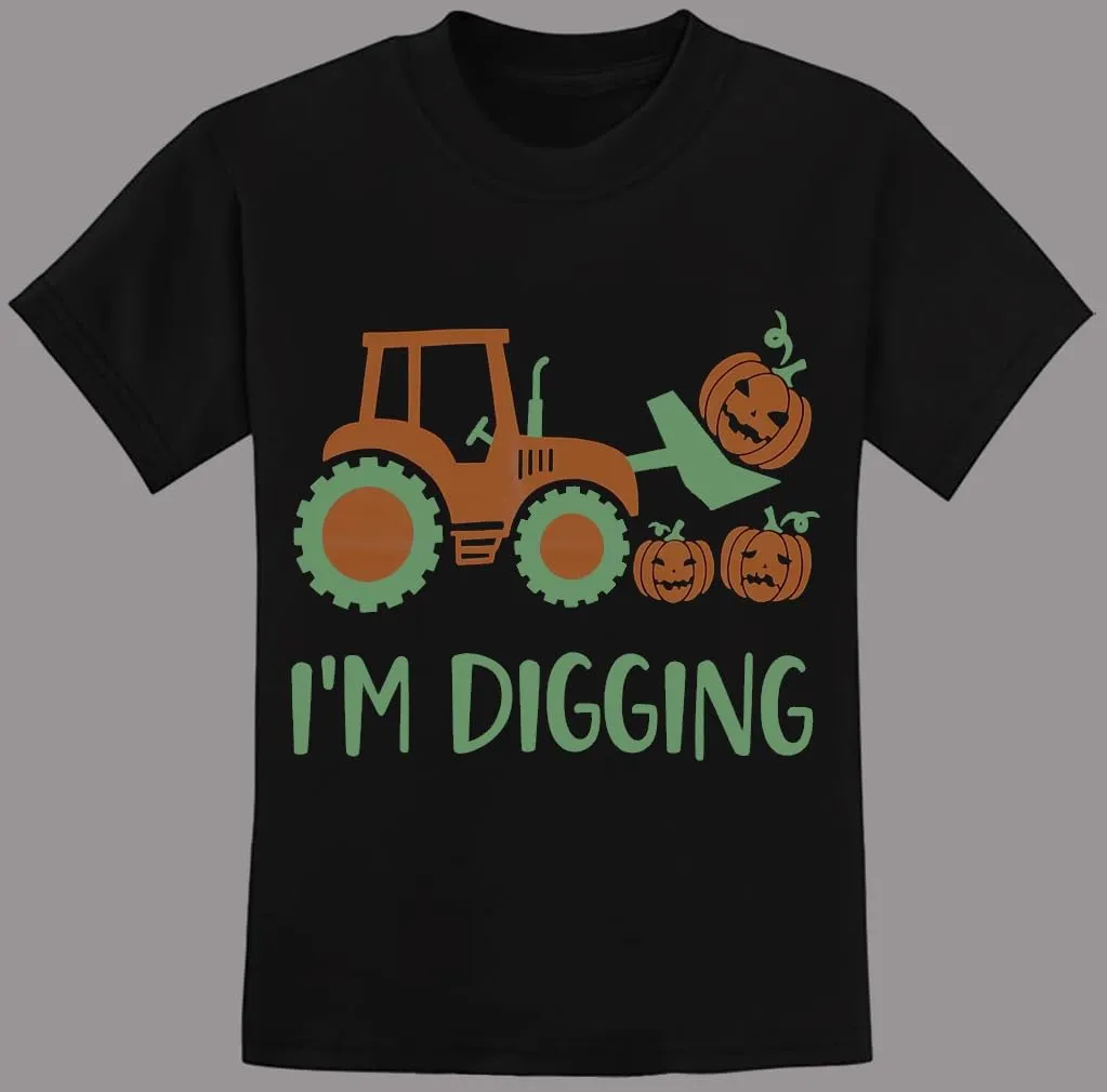 Kids Glow in The Dark Skeleton T-Shirt Toddler Pumpkin Tees Excavator Tops for Boys 2-8 Years