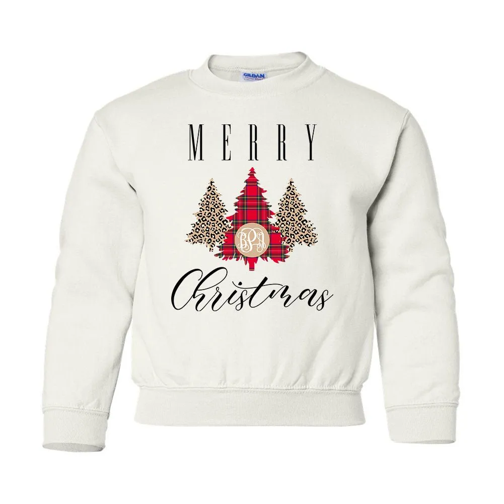 Kids Monogrammed 'Merry Christmas' Pattern Crewneck Sweatshirt