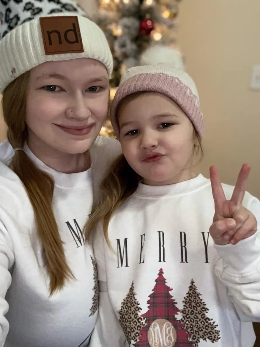 Kids Monogrammed 'Merry Christmas' Pattern Crewneck Sweatshirt
