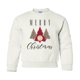 Kids Monogrammed 'Merry Christmas' Pattern Crewneck Sweatshirt