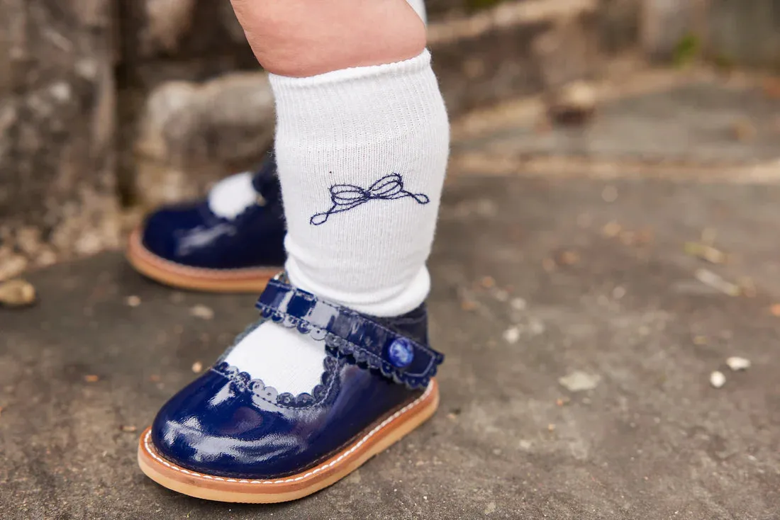 Knee Highs - Navy Bow