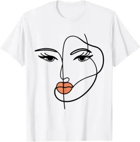 Line Art Girl Face Abstract Art Minimalist One Line Minimal T-Shirt
