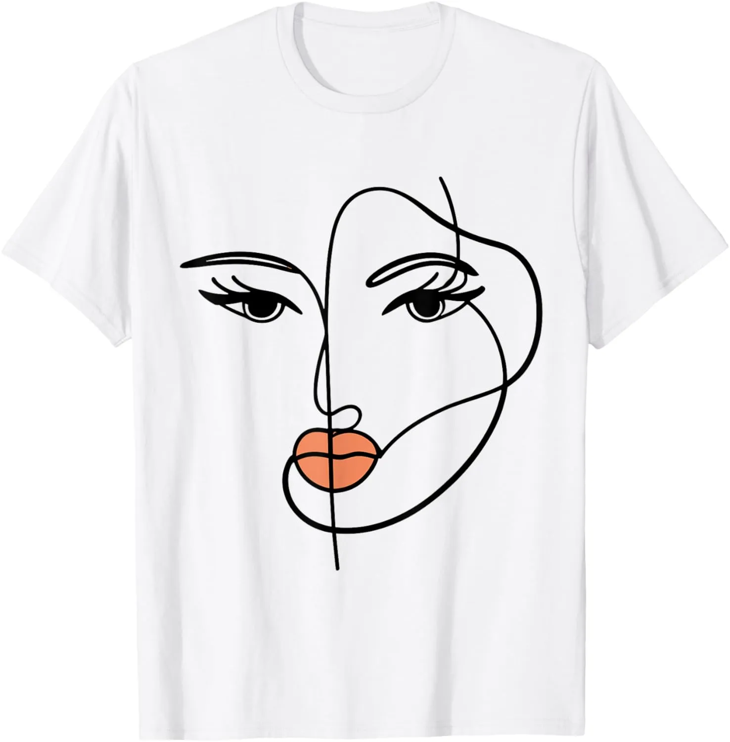Line Art Girl Face Abstract Art Minimalist One Line Minimal T-Shirt