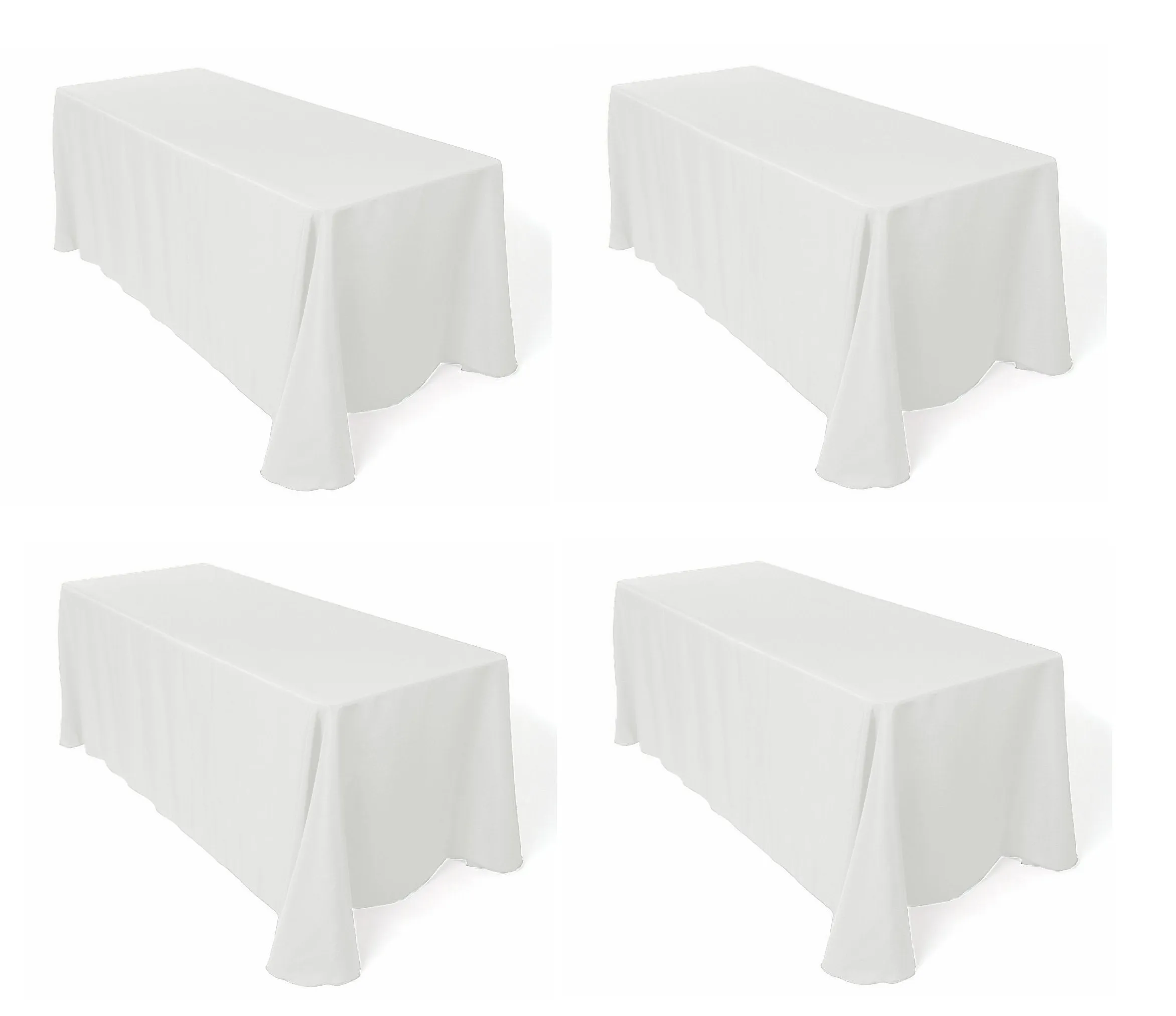 LinenTablecloth 90 x 132-Inch Rectangular Polyester Tablecloths (White, 4)