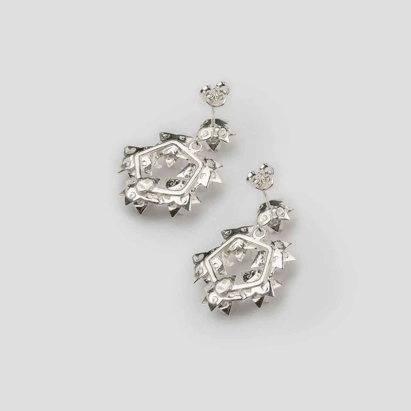 Lotus Wreath Earrings - Silver