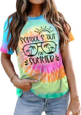 LUKYCILD Last Day of School Teacher ShirtWomen School Out for Summer Shirt Casual Short Sleeve Teacher Appreciation Gifts