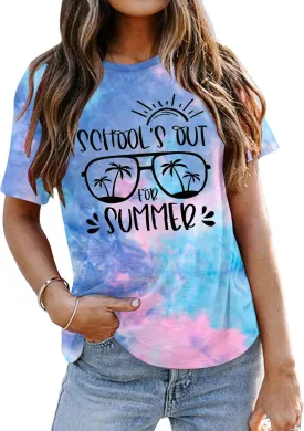 LUKYCILD Last Day of School Teacher ShirtWomen School Out for Summer Shirt Casual Short Sleeve Teacher Appreciation Gifts