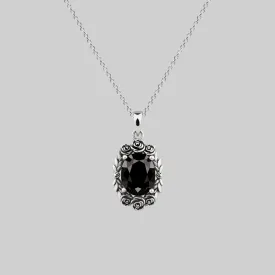 MARIA. Rose Wreath Onyx Necklace - Silver