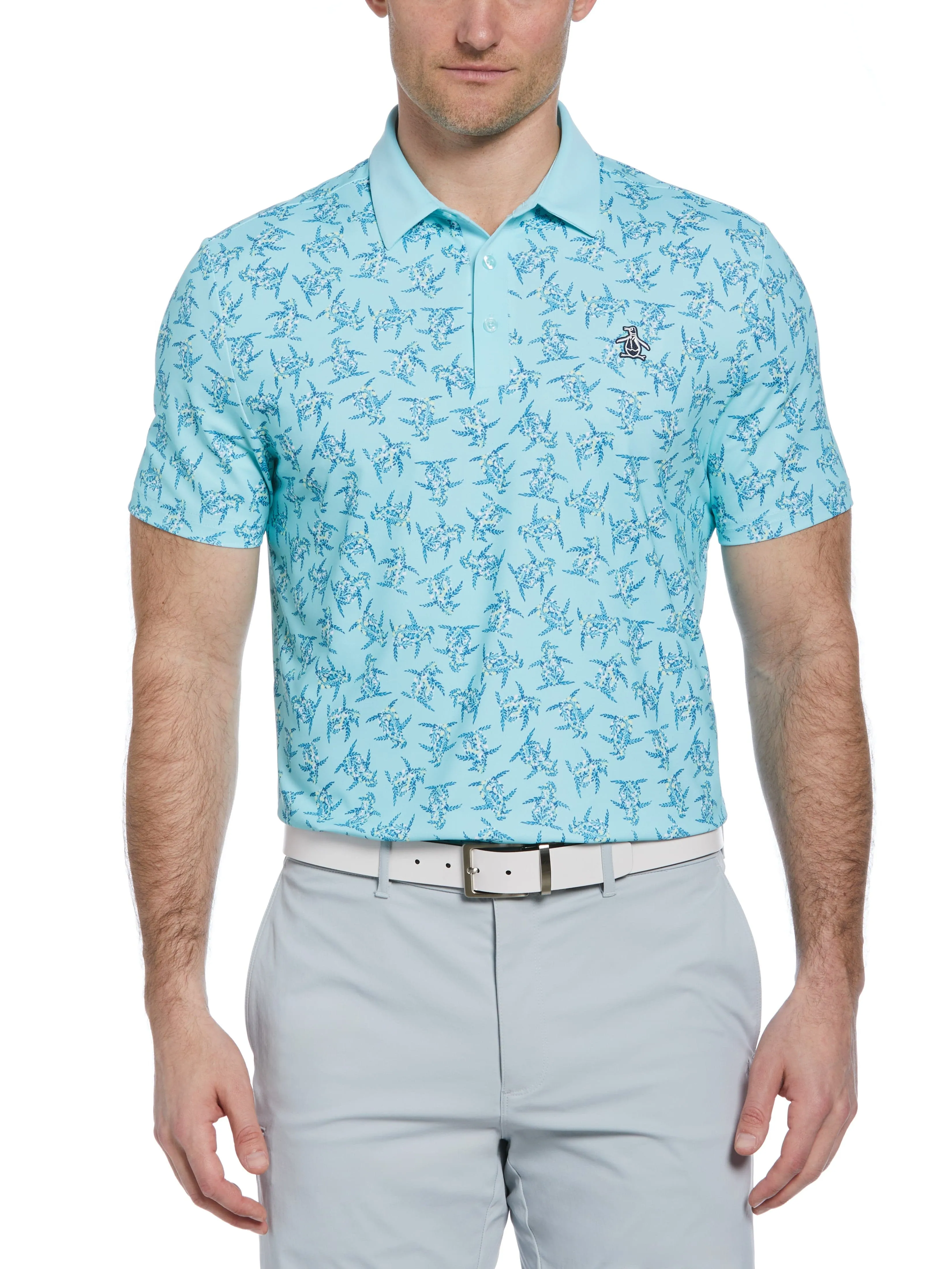 Men's 60s Floral Pete Print Short Sleeve Golf Polo Shirt
