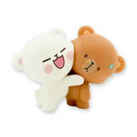 Adorable Milk Mocha Bear Hugging Figurine - Cute Collectible Gift for Home Decor