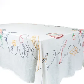 MISETTE Fete Linen Embroidered Tablecloth
