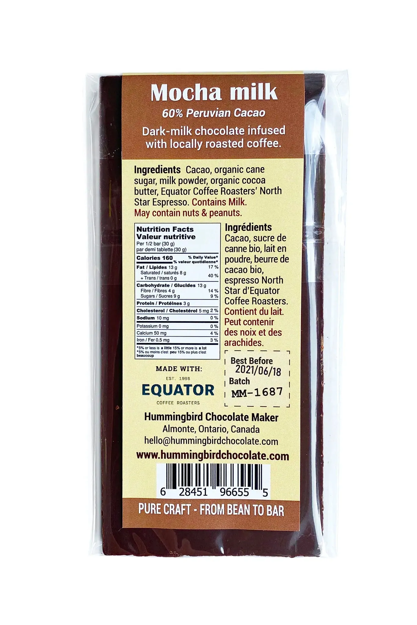 Mocha Milk 60% Chocolate Bar