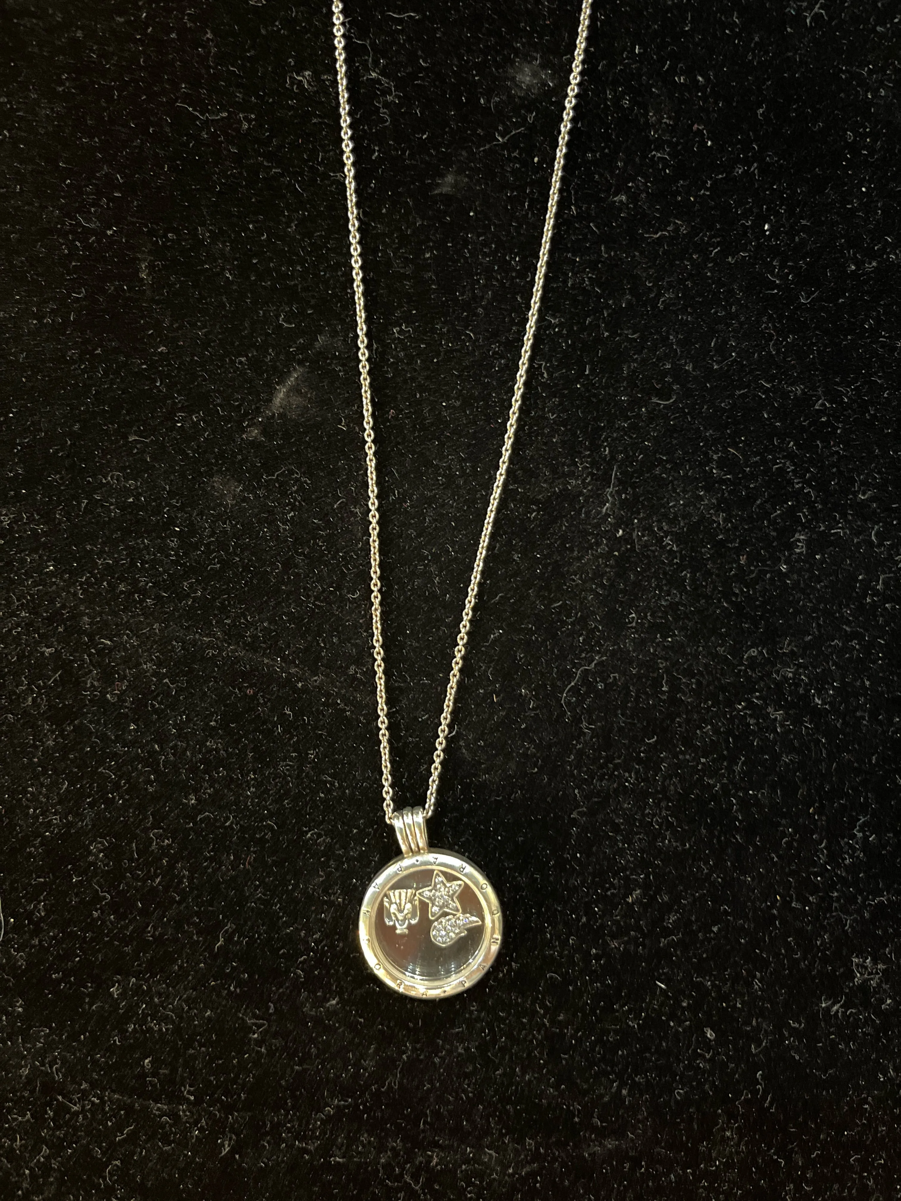 Stylish Pandora Charm Locket Necklace - Elegant Silver Design