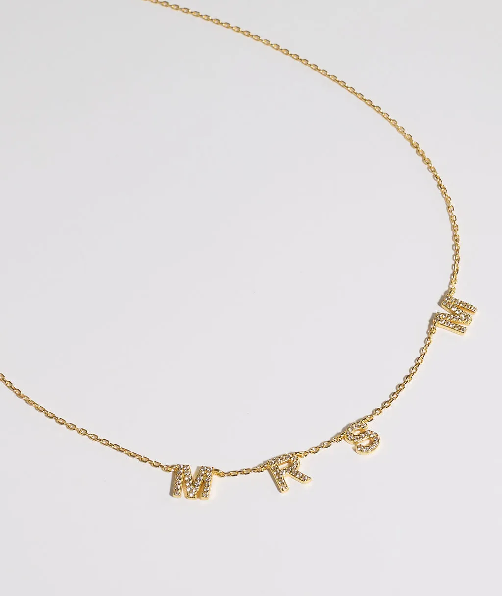 Personalised Mrs Necklace - Gold