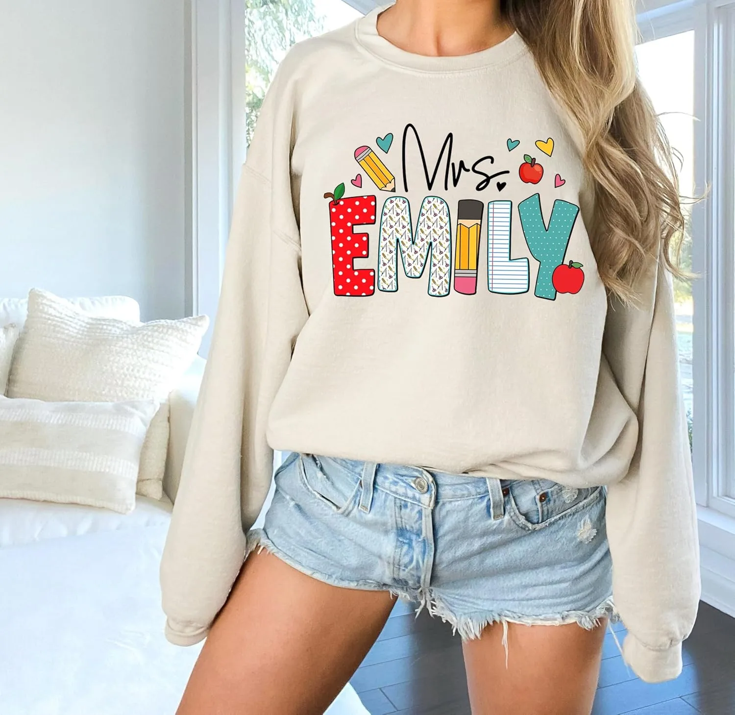 Personalized Teacher Shirt with Name, Teacher Crewneck Sweatshirt, Teachers Appreciation Gifts, Gift for Teachers