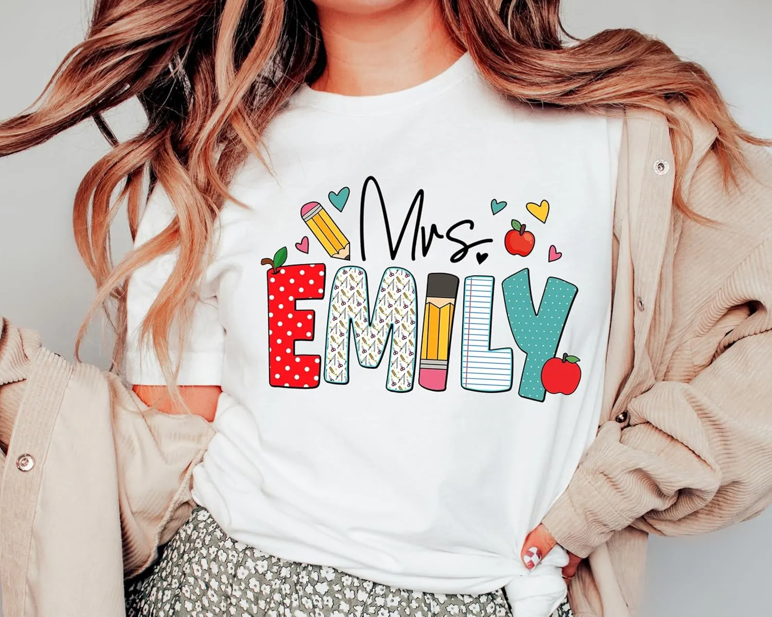 Personalized Teacher Shirt with Name, Teacher Crewneck Sweatshirt, Teachers Appreciation Gifts, Gift for Teachers