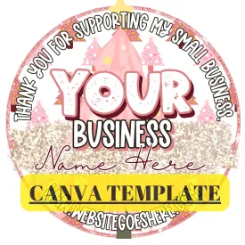 Pink Christmas Tree Thank You Circle - Canva Template
