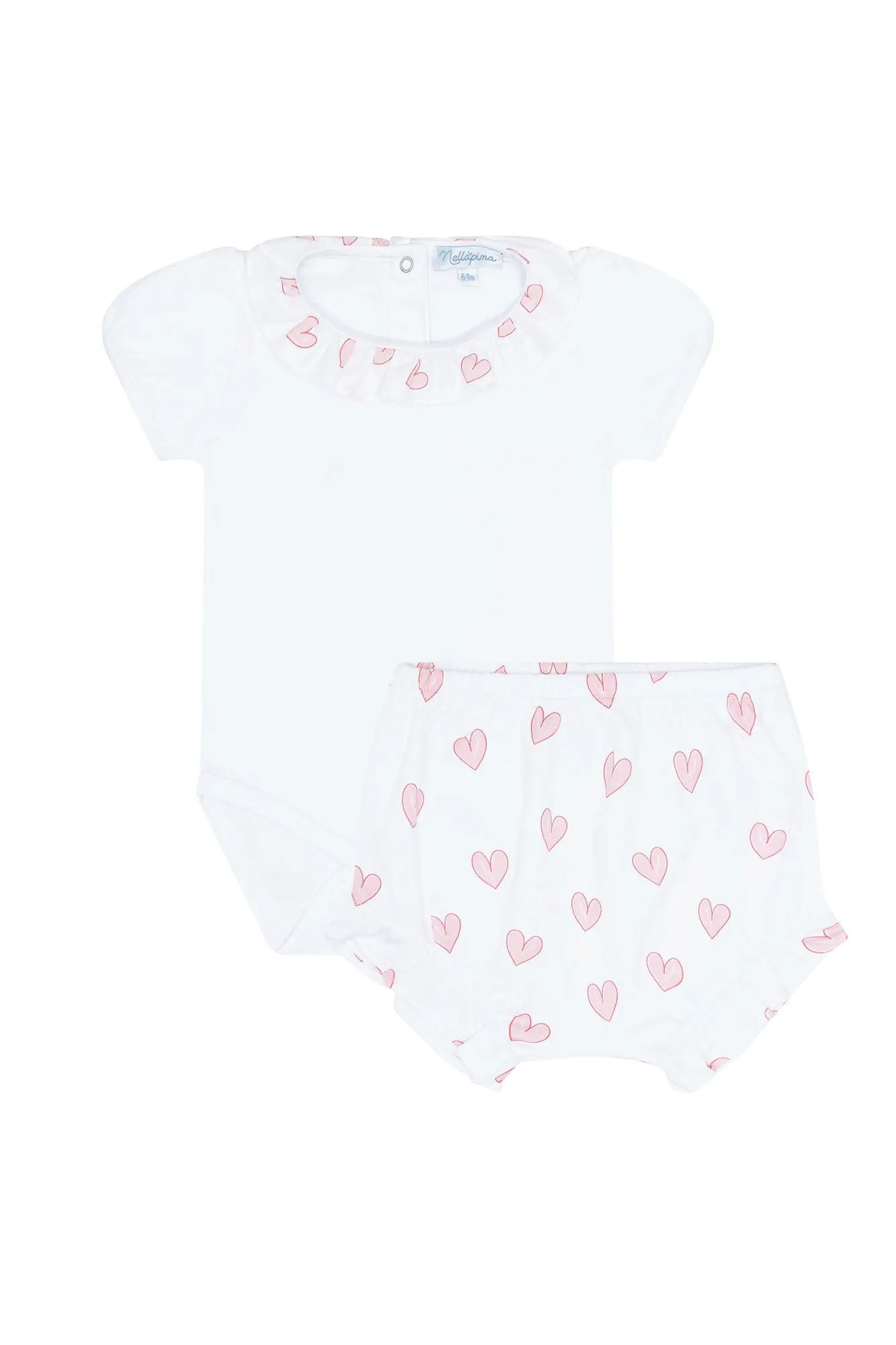 Pink Heart Print Onesie Set