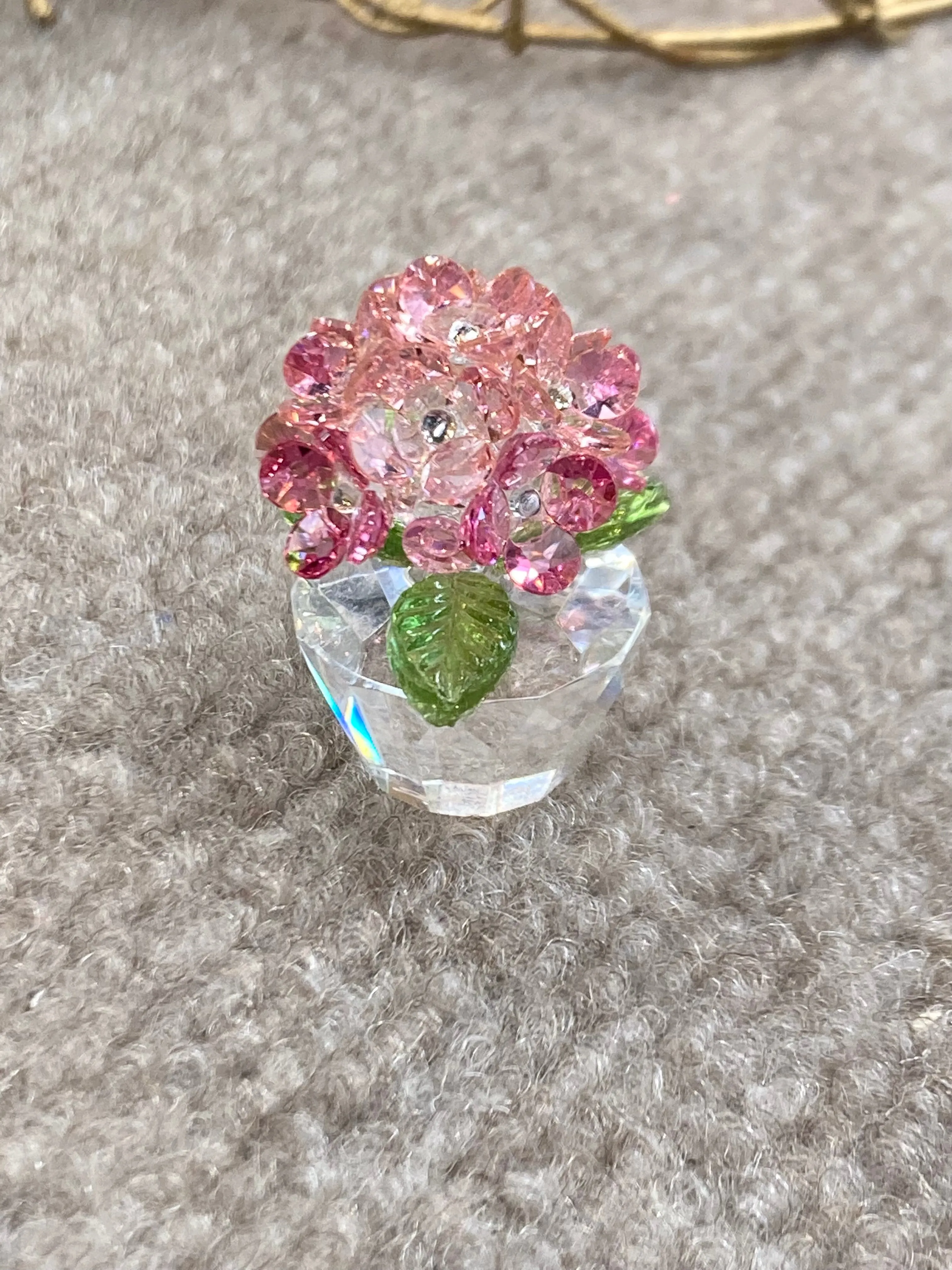 Pink Hydrangea Crystal Figurine