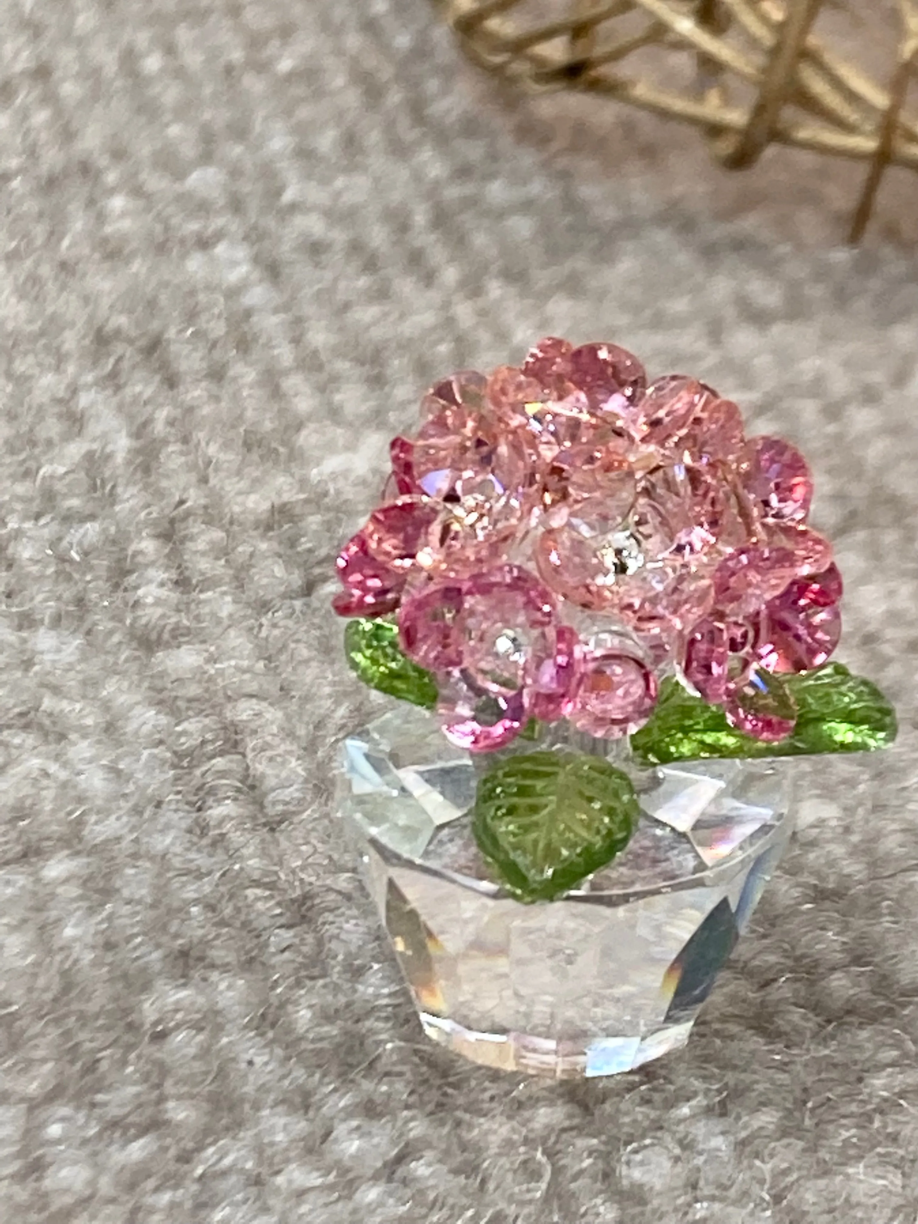 Pink Hydrangea Crystal Figurine